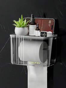 1pc Wall Mounted Tissue Storage Box Bathroom Decor Fall Decor - Grey - View 9