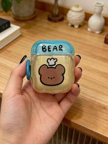 Hình gấu hoạt hình + Hộp đựng tai nghe tròn, tương thích với tai nghe Bluetooth Apple 1/2/3/4, Pro/Pro2. - Nhiều màu - Xem 3
