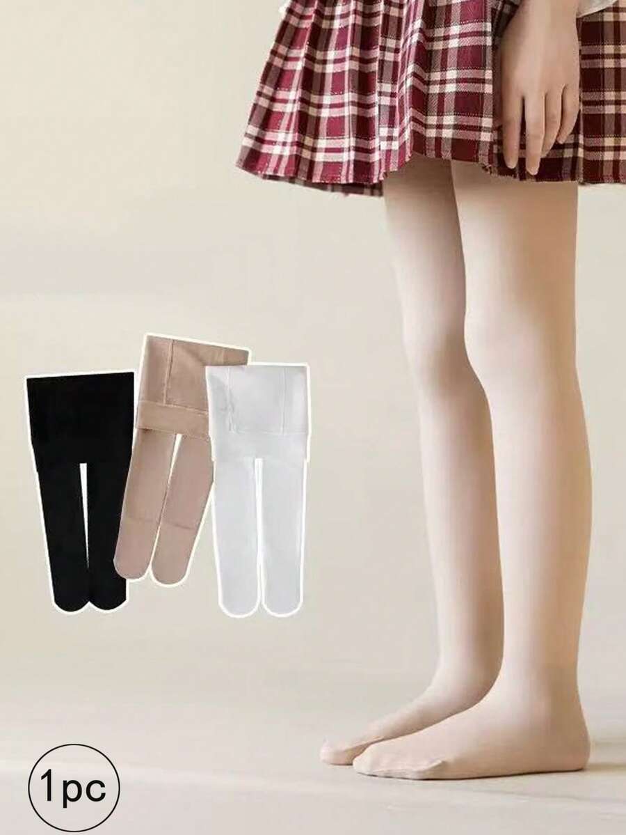 1 Pair Children's Tight Tights, Suitable For Babies And Toddlers, Thick Girls' Winter Warm Tights, Perfect For Outdoor Activities - Apricot - View 1