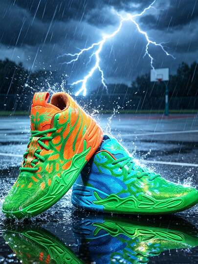 Youth Couple Shoes, Matching Sneakers For Teenagers And Couples, Casual Sports Shoes For Campus, Basketball Shoes, Running Shoes, Wear-Resistant And Anti-Slip Soles, Breathable And Comfortable, Asymmetrical Camouflage Pattern, Handpainted Uneven Shoe Uppers, Random Color Matching For Left And Right Feet
