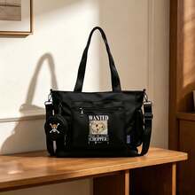 Miniso Bộ 2 túi tote đa năng cỡ lớn màu đen in hình Tony Tony Chopper trong One Piece, kèm ví đựng tiền xu có thể tháo rời, có thể mang theo nhiều cách, lý tưởng cho công việc, du lịch, mua sắm và sử dụng hàng ngày. - màu đen - Xem 3