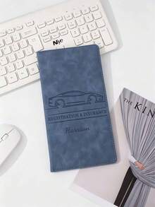 Customized Text LOGO Personalized Car Insurance Document Holder, PU Leather Vehicle Certificate Storage Folder, Driving License, Card Holder, Unisex - Multicolor - View 10