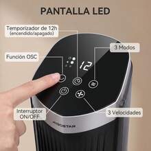 Tower Fan With Remote Control, LED Display, Height 93cm, Silent, 4 Modes And 3 Speeds, 12 Hour Timer, 65° Oscillation, Compact Design, 45W Standing Fan - 查看 3