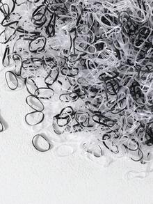 [Quantity Options] Pcs/Pack Women's Colorful Hair Ties, Transparent/Black Mixed Mini Elastic Bands, Disposable Small Rubber Bands, Minimalist Solid Color Hair Accessories, Suitable For Ponytail, Wedding Hairstyles, Ponytail Holders, Hair Ties, Rubber Bands, Hair Ties, Hair Ties For Summer Hairstyles, Beach Hairstyles, Hair Styling Tools Scrunchie - Black+Transparent - View 2