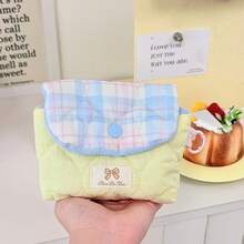 1pc Multi-Color INS Style Heart Patchwork Solid Color Pouch, Heart Colorful Design, Bow Decor Zipper, Hanging, Casual Foldable Lightweight Carry Pouch, Cosmetic Organizer, Jewelry Storage - Multicolor - View 13