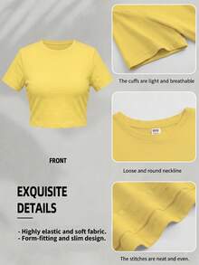 Women's Two-Piece Set | Women's Crop Top+Baseball Cap | Brooklyn New York | Women's Crew Neck Short Sleeve Slim Fit Graphic Tees | Comfortable And Versatile | Outdoor Casual Muscle Shirts | Vacation Outfits Women | Perfect Gift For Her. - 黃色 - 查看 5