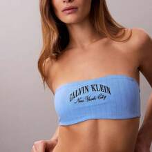 Calvin Klein Calvinklein Heritage Classic Cotton Stretch Lightly Lined Bandeau Bralette Underwear  Women  Bras + Bralettes QF8710 - Blue Descent - 查看 6