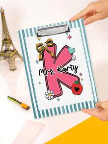 1pc Custom Name Teacher Clipboard, Personalized Teacher Appreciation Gifts, Monogram Initial Teacher Clipboard, Stripe Teacher Acrylic Paper Clipboard With Metal Clip, End Of School Teacher Gifts, Back To School - Multicolor - View 12