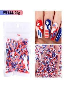 20g Pack SWEET 4th Of July Polymer Clay Nail Slices - Flag Suitable For DIY Crafts, Manicure & Nail Art, Blue White Star Flag Charms, July 4th Decorations, For Or For Business Resale - Multicolor - View 4