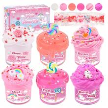 Set de 6 piezas de slime de nube rosa, juego de regalo de slime suave, lindo regalo de cumpleaños - Multicolor - Ver 13