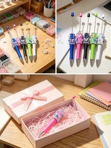[30-Piece Set] Includes 10 Butterfly Crystal Bead Ballpoint Pens, 10 Extended Rods, And 10 Replacement Refills. Multi-Colored Rhinestone Decorations Can Be Used To DIY Beaded Pens. Suitable For School And Office Writing, A Cute Stationery Gift Set. - Multicolor - View 6