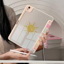 1pc Pink Striped Sun Pattern Tablet Protective Case With Pen Slot, Multi-Angle Magnetic Stand With Auto Sleep/Wake Function, Compatible With IPad Pro/Air, Tablet 5/6/7, MatePad - Multicolor - View 4