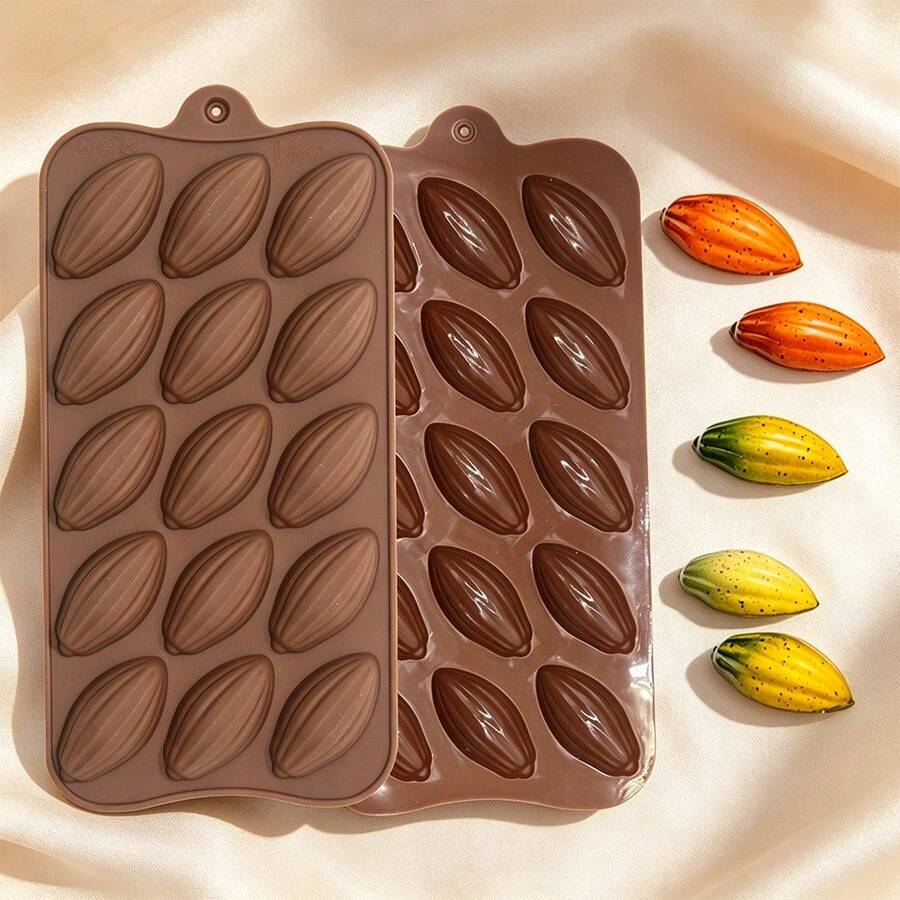 1/2/3pcs Mini Cocoa Bean Shaped Silicone Chocolate Mold, Small Olive Shaped Candy, Jelly, Pudding, Dessert, Mousse, Cake Decorating Baking Tool