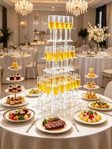 Trending Acrylic Transparent Multi-Tier Wine Glass Rack Display Stand, Suitable For Storage Rack, Wedding/Party, Universal Champagne Flute Tower Rack | Party Atmosphere Enhancer, Easily Create A Romantic Champagne Bar, One Champagne Glass, Start A Romantic Party Moment - Multicolor - View 9