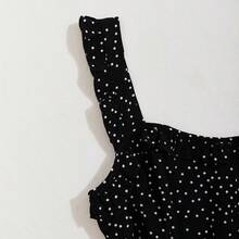 Vestido de lunares ribete con fruncido - Negro01 - Ver 4