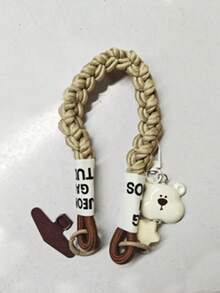 1 pièce Lanière de téléphone, porte-clés, accessoire avec pendentif tête d'ours beige et étoile, étui de téléphone universel mignon - Multicolore - Voir 8