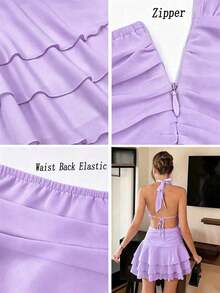 Women Midi Dresses - 淡紫色 - 查看 4