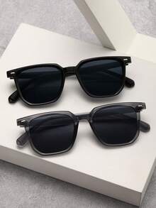 Combo 2 đôi kính nam khung nhựa hình học phong cách cổ điển vượt thời gian, phù hợp lái xe, chụp ảnh đường phố, phối đồ du lịch, quà tặng lễ tết, hoạt động giải trí ngoài trời, nghỉ hè đi biển, du lịch dã ngoại và các dịp khác - Xám - Xem 2