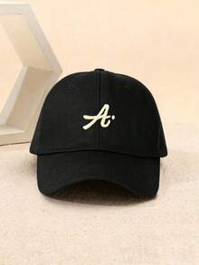 1PC Women's Embroidered Big A Baseball Cap Outdoor Adjustable Sun Protection Casual Hat Suitable For Spring And Autumn Travel Beach Vacation Men's Sun Hat Y2K Style Youth Hat - Black - View 2