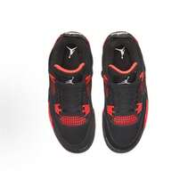 Nike JordanAir Jordan 4 "Red Thunder" Thunder GS Durable Mid-Top Basketball Shoes Black/Red Unisex - 408452-016 - View 4