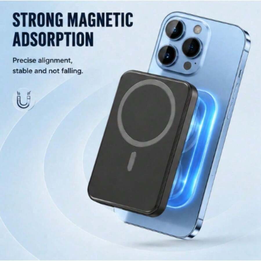hoco. Compact Premium Magnetic Wireless Power Bank 10000mAh 22.5W Rapid Fast Charging Portable External Battery LED Digital Display Emergency Reserve Power Bank Lightweight Sleek Durable Construction Great Christmas Stocking Stuffer Practical Tech Gift For Coworkers - Default - View 1