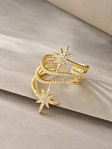 Gold Bracelet Set, Versatile Textured White Gold Copper Inlaid Zirconia, Suitable For Daily Wear, Gatherings, Dates, Parties, Gifts - Gold - View 3