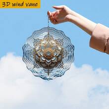 1pc 3D Floral Pattern On Icy Background, 10in*10in With Rotating Hook, 360° DIY Creative Rotating Decor Set, Wind Powered Rotation, Easy Installation, Suitable For Christmas, Halloween And Other Holiday Gifts (Pendant Not Included), Random Style - A - View 6