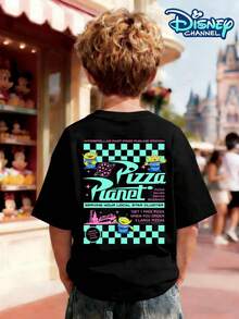 Disney Boys' *Toy Story* "Pizza Planet" Alien Print T-Shirt-A Cute, Retro-Style Short-Sleeve Top Featuring A Casual Crew Neck Design And A Classic Graphic Print That Pairs Effortlessly With A Variety Of Outfits. - 黑色 - 查看 1
