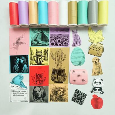 57mm Multi-Color Self-Adhesive Thermal Paper Rolls For Mini Printers & Instant Cameras, Sticky Sticker Paper For Scrapbooking, Journaling, DIY Labels, Notes & Gift Tags