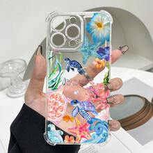 透明四角防震手機殼，海龜、海星、花卉UV印花，軟殼，相容於 Galaxy全系列機型 - 透明ch - 查看 6