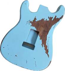 Relic Electric Guitarr Body S-S-S Pickups ST Style Nitro Top Alder Wood Guitarr Body DIY Relic Guitar Body Blue - 白色 - 查看 2