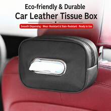 New Model Back-Mounted Car Paper Towel Box In Leather, Premium Armrest Box, Paper Towel Bag, Sunshade Paper Towel Box - A - View 5