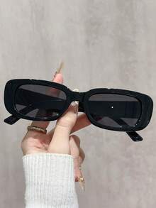 1pc Women Y2K Black Mini Rectangular Fashion Glasses With Retro Snake Ornaments, Ideal For Travel, Shopping, Beach Strolls & Daily Wear - Multicolor - View 3