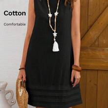 guangzhougaolangshangmao  Vestido casual de tirantes sólido para mujeres en verano - Blanco - Ver 8
