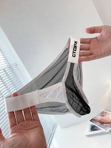 Waist Shorts Semi-Transparent Black And White Color-Blocking Underwear Sexy Atmosphere Underwear High-Elasticity Comfort Men'S Sexy Clothing Mesh - Black - View 3