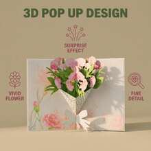 1 buah Kartu Ucapan 3D Bunga Anyelir Pop-Up dengan Amplop, Cocok untuk Hari Ibu, Hari Guru, Ulang Tahun, dan Acara Lainnya - View 5