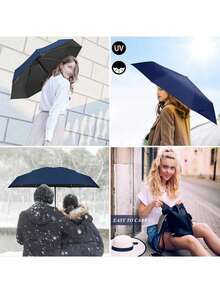 1 pieza Paraguas plegable ultraligero y portátil de moda con estuche y funda, protección UV, de doble uso para días soleados y lluviosos, paraguas plegable unisex de bolsillo ideal para la escuela, la oficina, el hogar, los viajes, con diseño de corazón para el Día de San Valentín/novio, para refrescarse en verano, accesorio esencial para viajes a la playa - 1 pieza - Ver 7