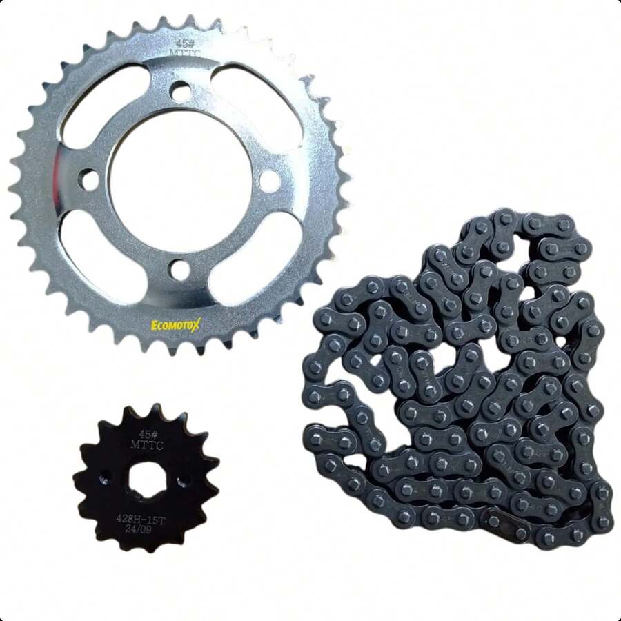 Sprocket Kit 428H 38T/15T Compatible With FT125 FT125 Sport – Precise Transmission And Maximum Performance - Silver - View 1