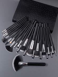 25Pcs Professional Makeup Brush Set, Soft Fluffy Brushes With Storage Bag For Foundation Powder Eyeshadow, Beginner Friendly - Black - View 8