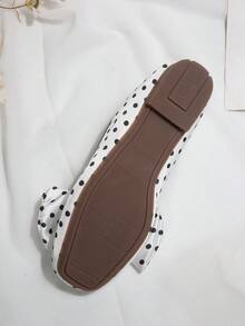 1 Pair Women's Summer Lightweight Mary Jane Shoes, White Fashion Polka Dot Bow Round Toe Slip-On Design - White - View 9