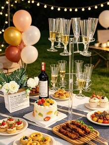 Trending Acrylic Transparent Multi-Tier Wine Glass Rack Display Stand, Suitable For Storage Rack, Wedding/Party, Universal Champagne Flute Tower Rack | Party Atmosphere Enhancer, Easily Create A Romantic Champagne Bar, One Champagne Glass, Start A Romantic Party Moment - Multicolor - View 6