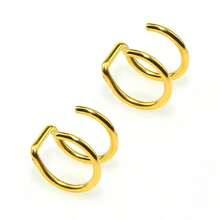 2-Piece Set Of 316L Stainless Steel, Includes Fake Earrings, Ear Clips And Lip Rings, Unisex, No Piercing Required, Ear Bone Earrings, Lip Earrings. - C3-2件-金色 - 查看 12