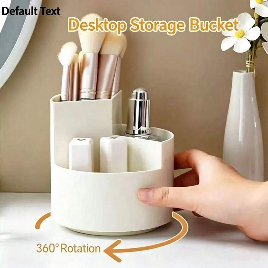 360° Rotatable Divided Layered Pen Holder, 3-Compartment Plastic Pencil Storage Box, Student/Office Desk Stationery Organizer, Multifunctional Makeup Brush Holder, Home & Office Supplies, Back To School & Art Supplies