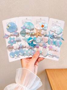 5/10pcs/Set Ocean Style Shell & Starfish Hair Clips, Mermaid Side Bangs Clips - Suitable For Girls And Women, Fits Various Hairstyles And Occasions, Random Color,Hair Barrettes - Multicolor - View 11