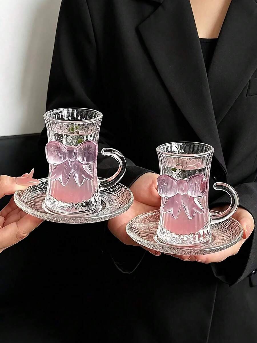1件套时尚ins风奢华蝴蝶结土耳其咖啡杯碟套装,欧式花卉茶杯,红色茶杯碟套装,玻璃杯,夏季冷饮杯碟套装,酒吧小酒杯,家用茶杯碟套装,派对水果茶鸡尾酒杯碟套装 - 彩色 - 查看 1