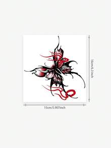 1 Tatuaje Adhesivo, Salpicadura de tinta oscura Mariposa roja y negra cuadrada Patrón de tatuaje personalizado genial, Tatuaje temporal adhesivo, Lavable PVC, Desechable, Resistente al agua, Resistente al sudor, Para palmas, brazos, cintura, abdomen, espalda, piernas, No reflectante, Diseño de tatuaje simulado, Adecuado para viajes, festivales de música, juegos, regalos de graduación y uso diario, Duración de 3 a 5 días - Multicolor - Ver 6