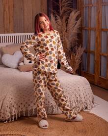 Children's Plush Teddy Pajamas For Winter, Cold Weather, Closed, Beige Bear - 米色 - 查看 4