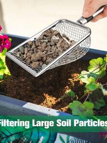 1pc Stainless Steel Gardening Soil Sieve Large Fine Mesh Strainer And Bentonite Sand Shovel, Suitable For Screening Pebbles, Yard, Lawn And Garden - Multicolor - View 4