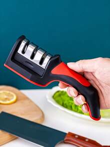 3/4 Stages Handheld Knife Sharpener, Multi Purpose Fast Sharpening Tool Non-Slip Base Design, Essential Kitchen Knives Accessory Gadget For Home Use - Multicolor - View 3