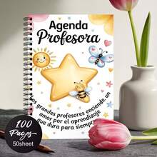 1pc Spiral Bound Notebook With Spanish Teacher Planner Theme, Suitable For Recording Lesson Plans, Monthly Layout, Attendance Tracking, Ideal Gift For Professors, Teachers, Education Workers, Family And Friends - H - View 3